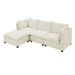 Convertible Sectional Sofa Couch With Ottoman, Cloud Couch 3 Seat L Shaped Sofa With Padded Armrests, Cloud Sofa For Living Room, Apartment And Office, Beige(Beige White)_maomaolike.com