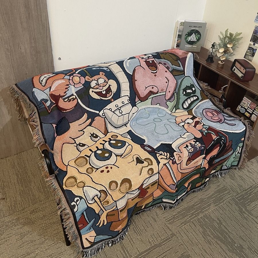 SpongeBob Cute Cartoon Throw Sofa Decoration Cotton Wholesale Blanket_maomaolike.com