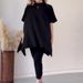 Women's Clothing new autumn round neck bat shirt large size loose sweater casual two piece set_maomaolike.com