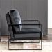 Mid Century Modern Accent Chair With Square Metal Frame And Plush Velvet Upholstery, Durable Armchair For Living Room, Bedroom, Home Office - Black_maomaolike.com