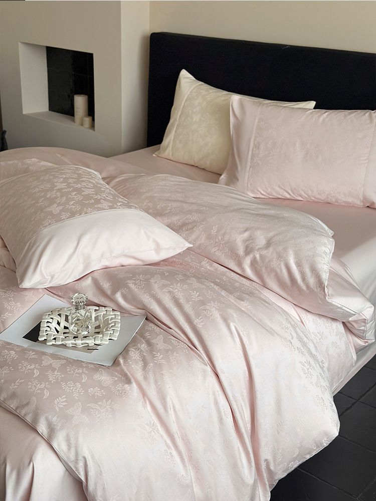 1 Light Luxury High-End Feel 100S Long-Staple Sheet Four-Piece Set All-Cotton Pure Cotton Jacquard Duvet Cover For Naked Sleeping_maomaolike.com