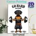 Fitness Dachshund Painting Poster, Humorous Cartoon-style Poster, Motivational "Go Hard Or Go Home" Design With Muscular Dachshund Lifting Barbell_maomaolike.com