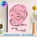 Pink Curled Cat Painting Poster, Soft Pink Line Art Style Poster, Charming Curled Cat With Striped Details, Ideal For Bedroom And Living Room Decor_maomaolike.com