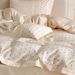 Wholesale French Princess Style Pure Four-Piece Lace Small Flowers Naked Sleep 100% Long-Staple Cotton 4-Piece Set_maomaolike.com