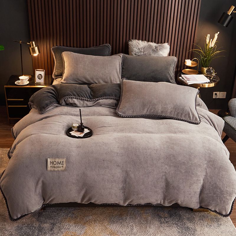 Thickened Milk Four-Piece Set Crystal Warm Bed Sheet Double-Sided Velvet Duvet Cover Solid Color One Piece Manufacturer Dropshippi_maomaolike.com