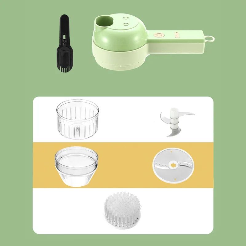 4In1 Vegetable Cutter Set Handheld Wireless Electric Garlic Masher Chopper Meat Grinder Machine Food Peel Slice_maomaolike.com