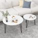 27.56" Round Nesting Coffee Table Set Of 2, Circular Nesting End Table Set, Round Marble Tabletop, And Sturdy Metal Base For Living Room, Bedroom_maomaolike.com