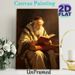 Elderly Scholar Reading Painting Poster, Warm-toned Realistic Oil Painting Style Poster, Serene Elegant Artwork Suitable For Study, Living Room And_maomaolike.com