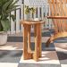 14 Inch Farmhouse End Table With Round Tray Top And Wood Cross Legs Solid Mahogany Wood_maomaolike.com