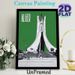 Alger Monument Painting Poster, Minimalist Graphic Style Landmark Poster With Bold Green Backdrop, Stylish Travel-inspired Decor Ideal For Living_maomaolike.com