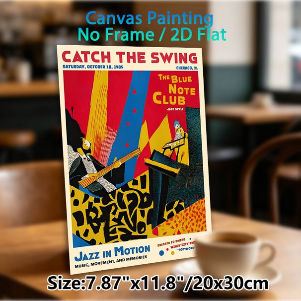 Jazz Club Themed Painting Poster, Vibrant Retro Jazz Performance Scene Poster, Features Nostalgic Jazz Club Atmosphere, Ideal For Home, Music Studio_maomaolike.com