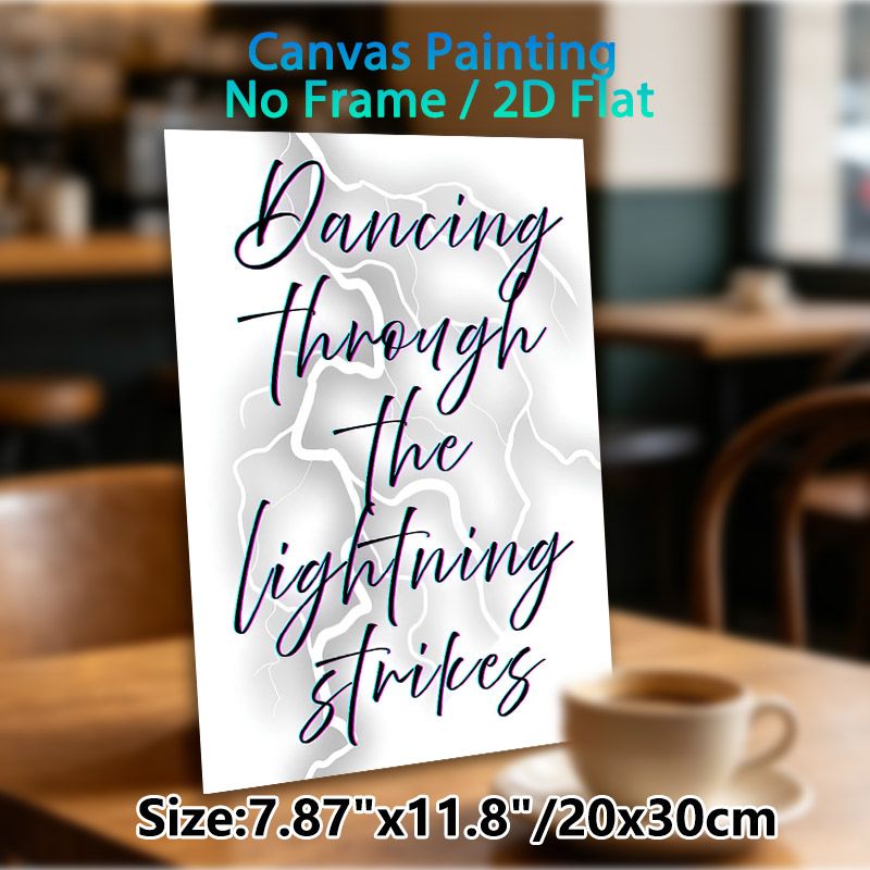 Lightning-themed Typography Painting Poster, Vibrant Glitch-style "Dancing Through The Lightning Strikes" Text Poster, Stylish Artistic Decor For_maomaolike.com