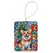 Corgi Christmas Reindeer Porcelain Ornament Christmas Tree Hanging Decorations For Home Christmas Holiday, Rectangle, Gift, Multicolor_maomaolike.com