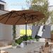 Double-sided Patio Umbrella, 9.7 Ft. Outdoor Umbrella With 45-Degree Tilt And Crank, LED Solar Light And 12 Ribs, Coffee_maomaolike.com