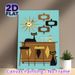 Mid-Century Modern Black Cat Bar Painting Poster, Vintage Stylized Retro Bar Scene Poster, Nostalgic Mid-century Themed Art, Ideal For Home Bar_maomaolike.com