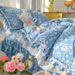 2026 New Spring Summer Four-Piece Set Ins Fresh Style Pure Blue Fully Washed Cotton Sheet Duvet Cover Floral Skirt Bed_maomaolike.com