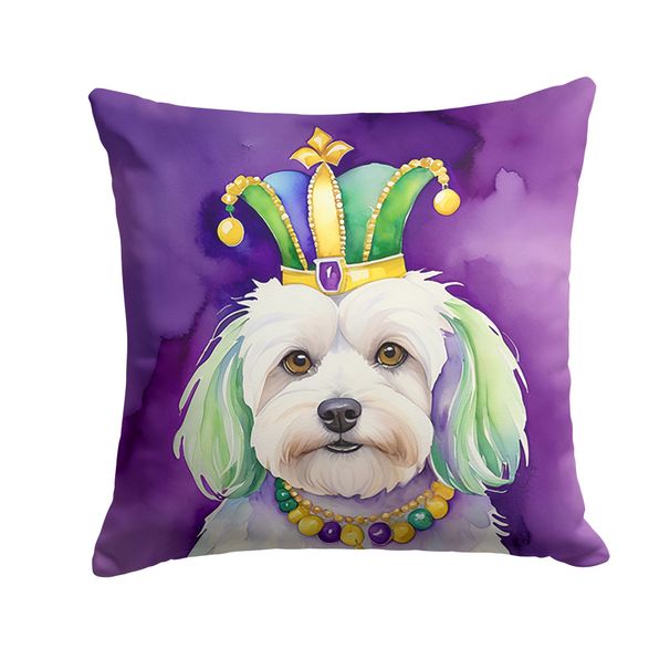 Coton De Tulear King Of Mardi Gras Throw Pillow Machine Washable, Indoor Outdoor Decorative Pillow For Couch, Bed Or Patio, 14Hx14W_maomaolike.com