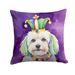 Coton De Tulear King Of Mardi Gras Throw Pillow Machine Washable, Indoor Outdoor Decorative Pillow For Couch, Bed Or Patio, 14Hx14W_maomaolike.com