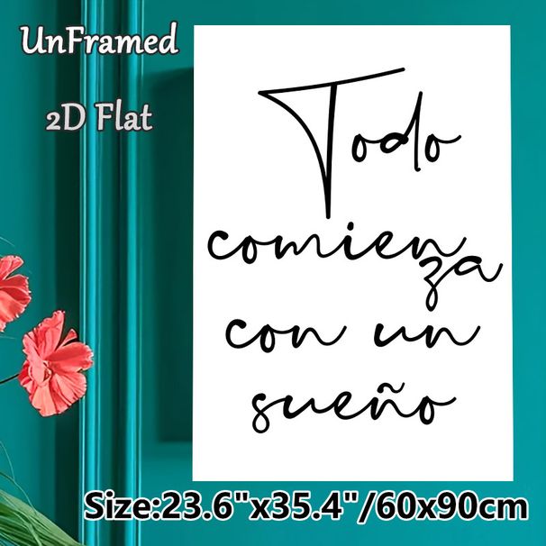 Inspirational Spanish Quote Painting Poster, Minimalist Handwritten Typography Poster, Motivational Message Decor Suitable For Home Office, Living_maomaolike.com