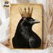 Crown Raven Painting Poster, Vintage-style Detailed Black Raven With Ornate Golden Crown Poster, Elegant Dark-toned Decor Ideal For Living Room, Study_maomaolike.com