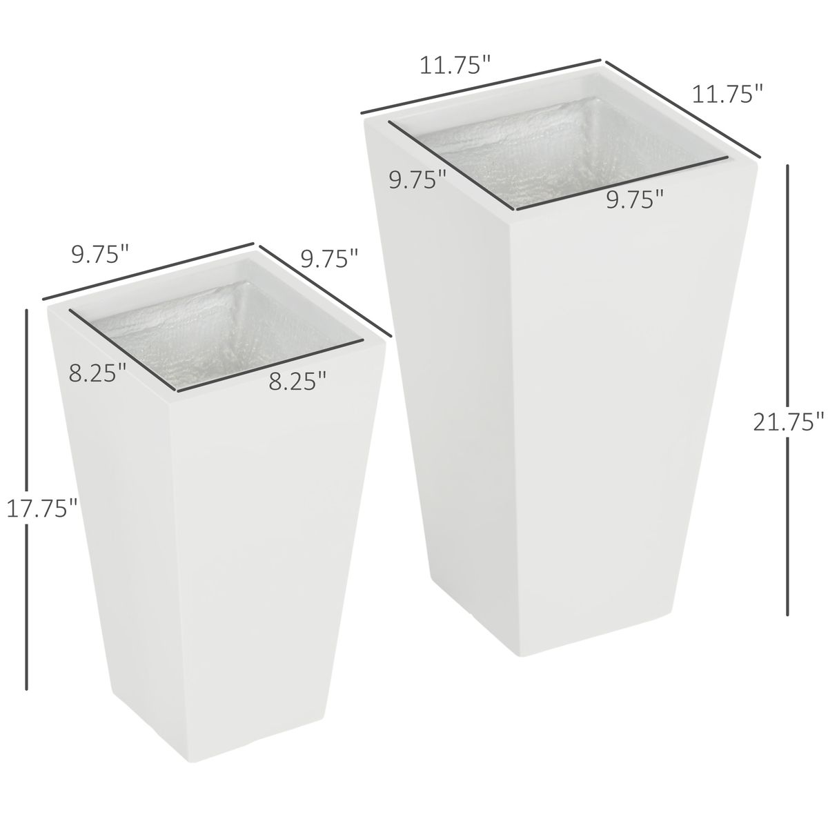 2-Pack Outdoor Planter Set, Flower Pots With Drainage Holes, Durable & Stackable Plant Pot, 22in & 18in, For Porch, Entryway, Patio, Yard, Garden, White_maomaolike.com