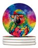 Hippie Animal Parrot Large Sandstone Coasters Pack Of 4 Absorbent Round Coasters Decor Gifts For Men Or Women, 4 In, Multicolor_maomaolike.com
