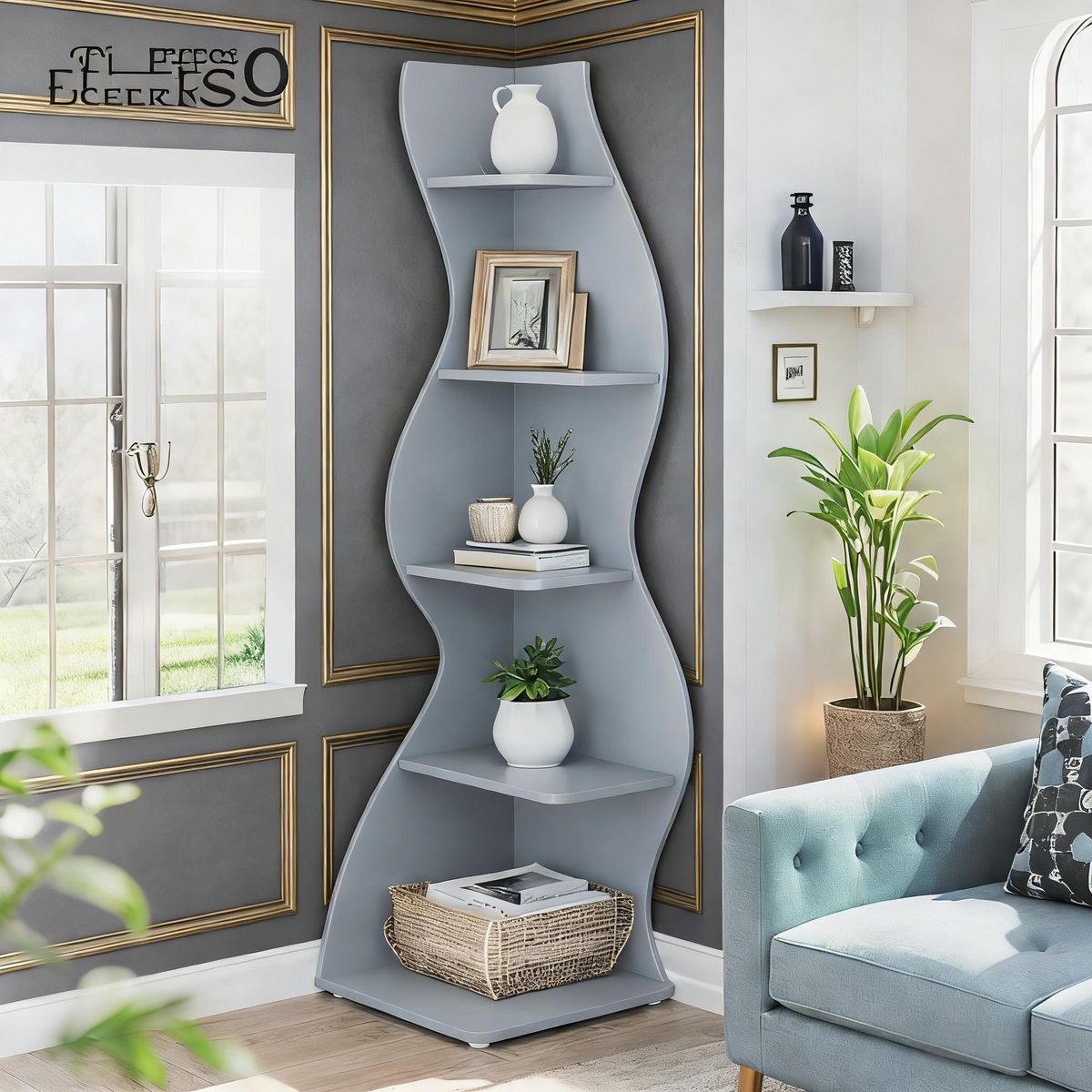 Modern Wall Corner Bookshelf Bookcase_maomaolike.com