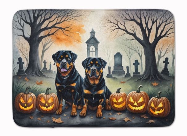 Rottweiler Spooky Halloween Memory Foam Kitchen Mat Machine Washable Anti-Fatigue Mat Cushion Comfort Bath Mat Or Kitchen Rug_maomaolike.com