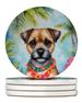 Border Terrier Luau Large Sandstone Coasters Pack Of 4 Absorbent Round Coasters Decor Gifts For Men Or Women, 4 In, Multicolor_maomaolike.com