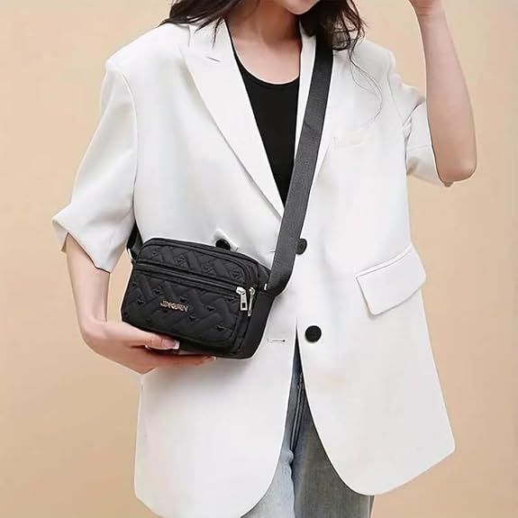Quilted Crossbody Bags For Women - Oxford Cloth Multi-Layer Shoulder Handbag With Wide Strap -Casual Embroidery Business Bag_maomaolike.com