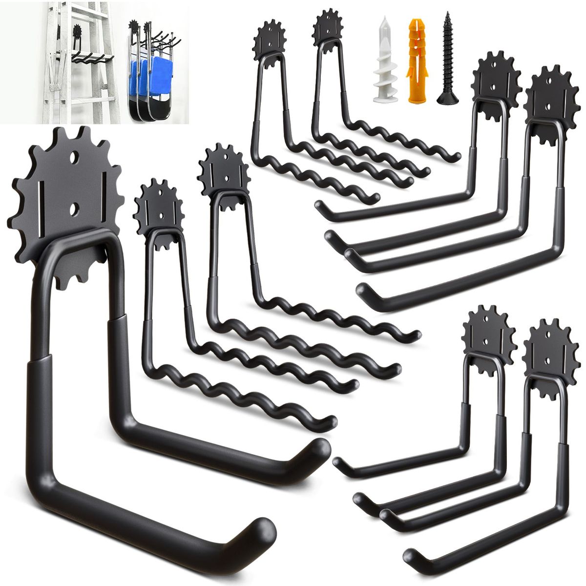 Garage Wall Hooks 9-piece, Heavy Duty Garage Hooks With Extra Soldering Points, Hanging Garage Hooks_maomaolike.com