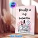Beauty & Makeup Themed Painting Poster, Sparkly Pink Glamorous Cosmetic & Handbag Scene Poster, Motivational Quote Design Ideal For Beauty Salon_maomaolike.com