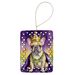 French Bulldog King Of Mardi Gras Porcelain Ornament Christmas Tree Hanging Decorations For Home Christmas Holiday, Rectangle, Gift, Multicolor_maomaolike.com