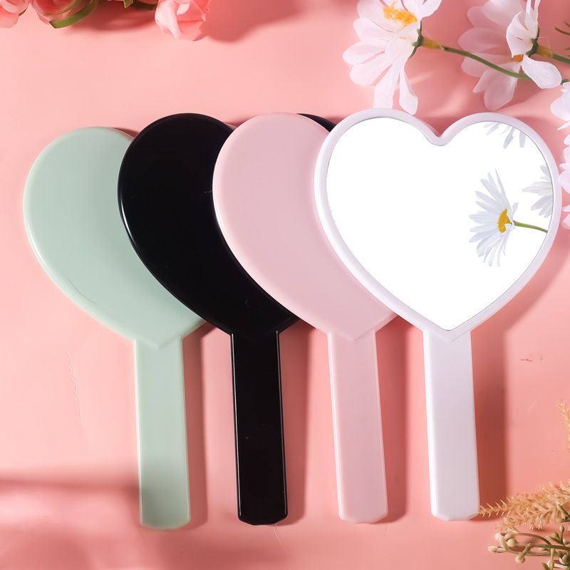 Vintage Pink Heart Shaped Handheld Makeup Mirror, Mini Portable Pocket Compact Beauty Vanity Mirror For Daily Travel Women Dressing
_maomaolike.com
