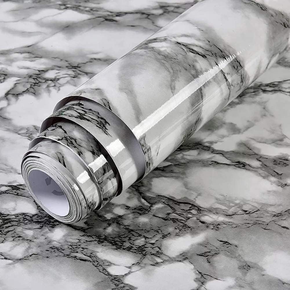 40cm*500cm White Marble Peel & Stick Contact Paper – Waterproof Self-Adhesive Cabinet & Furniture Wrap For Modern Home Decor_maomaolike.com