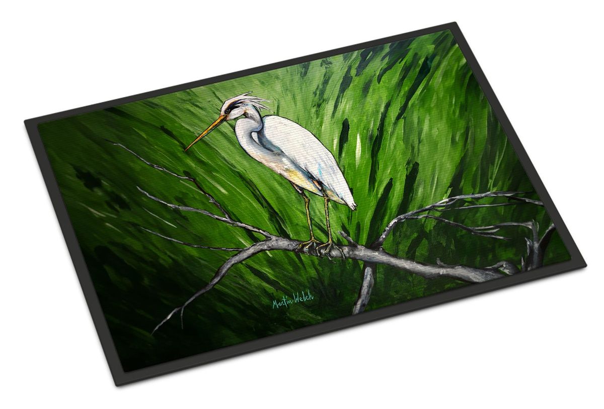 Heron On A Limb Doormat Front Door Mat Indoor Outdoor Rugs For Entryway, Non Slip Washable Low Pile, 24H X 36W_maomaolike.com