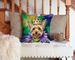 Silky Terrier King Of Mardi Gras Throw Pillow Machine Washable, Indoor Outdoor Decorative Pillow For Couch, Bed Or Patio, 14Hx14W_maomaolike.com