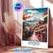 Kyoto Japan Landscape Painting Poster, Vibrant Autumn Foliage & Traditional Street With Mount Fuji Poster, Captivating Japanese Scenery Decor For_maomaolike.com