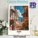 Bari Italy Coastal Town Painting Poster, Vibrant Retro Style Poster, Sunlit Seaside Street With Colorful Blooms & Coastal View, Captures Warm_maomaolike.com