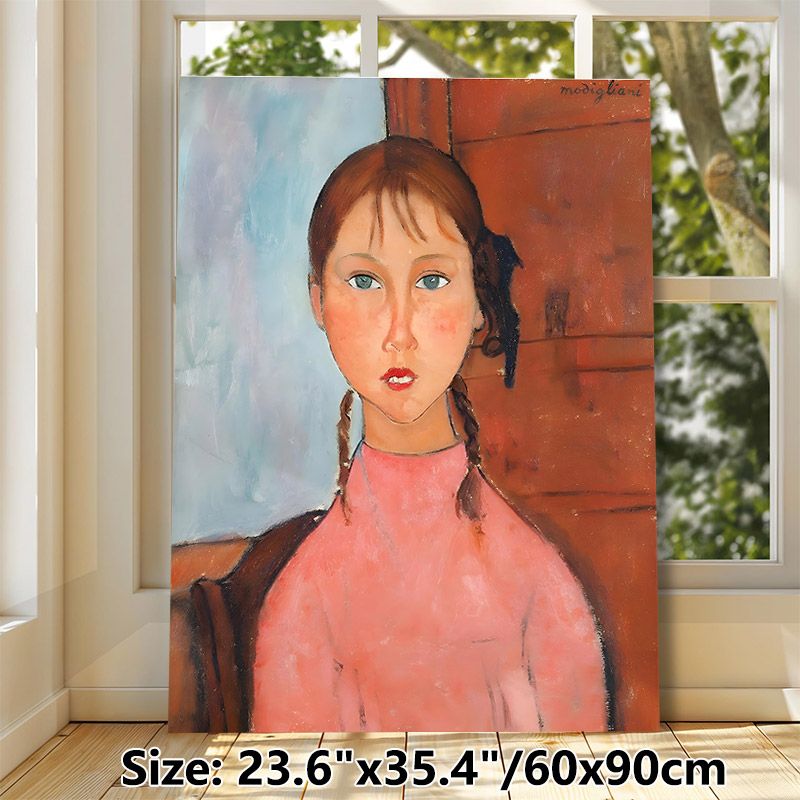 Braided Young Woman Portrait Painting Poster, Soft-toned Expressionist Style Poster, Elegant Artistic Wall Decor Suitable For Living Room, Bedroom_maomaolike.com
