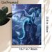 Moonlit Ice Dragon Painting Poster, Mystical Glowing Icy Dragon Perched On Rocky Peak Under Full Moon Poster, Captivating Fantasy Decor Ideal For_maomaolike.com
