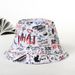 Hot Sale Graffiti printing tide fisherman personalized street pot Europe and the United States fashion hip-hop sun hat_maomaolike.com