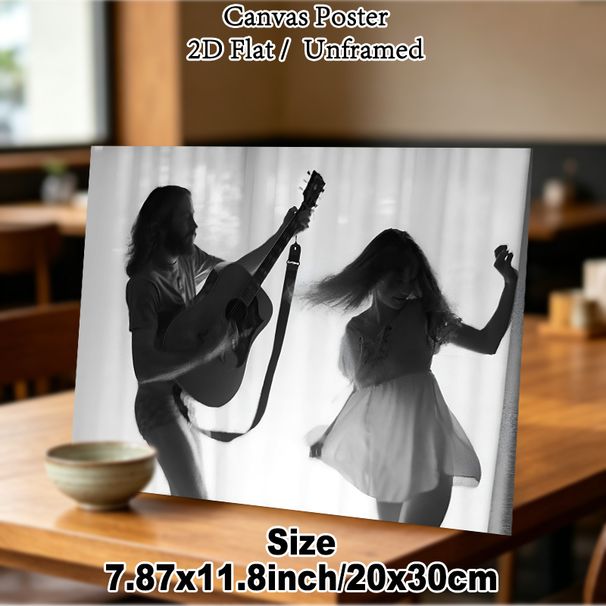 Music & Dance Themed Painting Poster, Monochrome Warm Joyful Scene Poster, Adds Lively Relaxed Vibe, Ideal For Bedroom, Living Room Wall Decor_maomaolike.com
