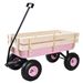 Outdoor Wagon All Terrain Pulling W/Wood Railing Air Tires Garden Cart_maomaolike.com
