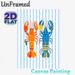 Crayfish Themed Painting Poster, Vibrant Colorful Orange & Blue Crayfish With Striped Backdrop Poster, Playful Coastal-style Decor, Ideal For Kitchen_maomaolike.com