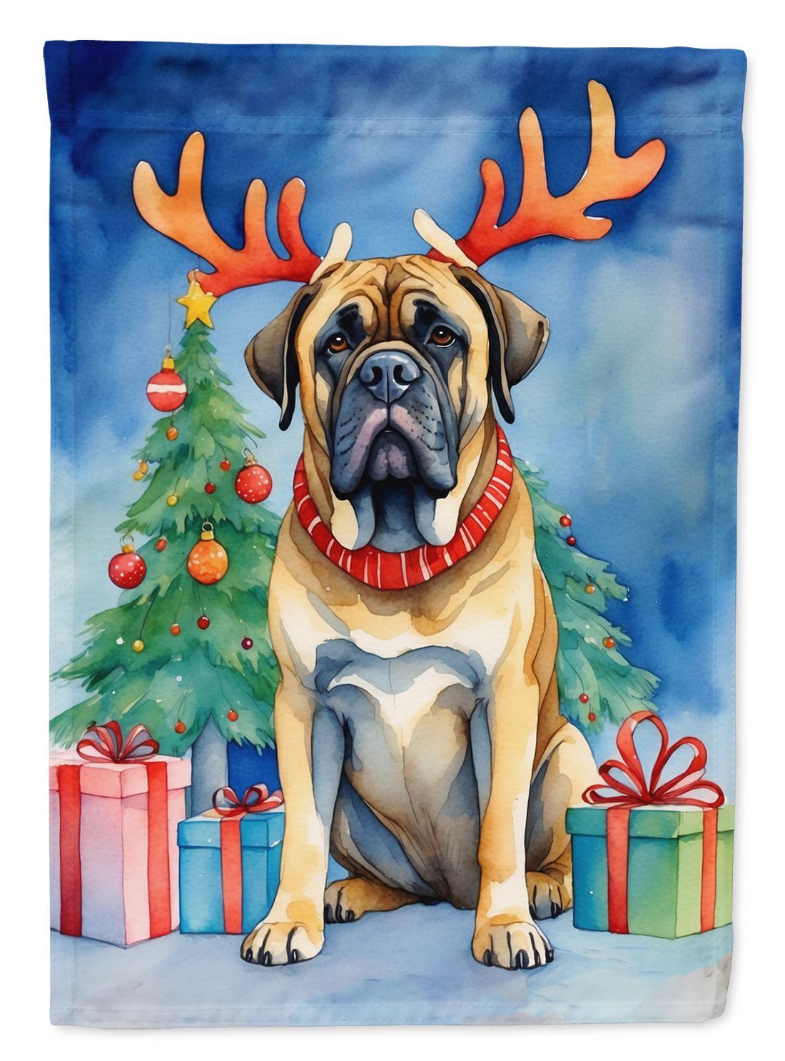 Mastiff Christmas Reindeer Garden Flag Mailbox Flag Decorative Yard Flag Banner Outside Patio Artwork Yard Flower Beds, Garden Size, Multicolor_maomaolike.com