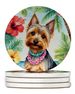 Silky Terrier Luau Large Sandstone Coasters Pack Of 4 Absorbent Round Coasters Decor Gifts For Men Or Women, 4 In, Multicolor_maomaolike.com