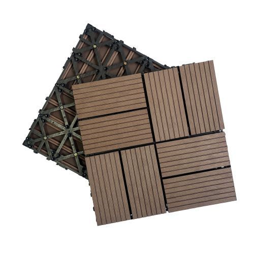 Wood Plastic Composite Deck Tiles Set Of 20pcs, Composite Decking Resist Rust, Water, Weather, Indoor&Outdoor, DIY Interlocking Decking Tiles, Floor Tile,Durable, 12x12in_maomaolike.com