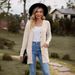New women's clothing women's brushed pit strip solid color long-sleeved women's cardigan jacket_maomaolike.com