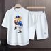 Men's Clothing 2024 Waffle Casual Summer Suit Men's Loose Teen Short sleeved T shirt Shorts Handsome Two piece Suit_maomaolike.com